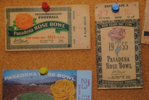 Tickets Spander used to enter some 1950s Rose Bowl games.