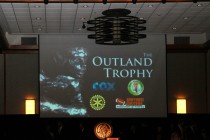 The big screen at the Outland Trophy presentation banquet on Jan. 15 in Omaha.