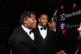 Alabama teammates Reuben Foster (left) and Jonathan Allen were among the five finalists for the 2016 Bronko Nagurski Trophy. (Photo by Michael Strauss, Strauss Studios.)